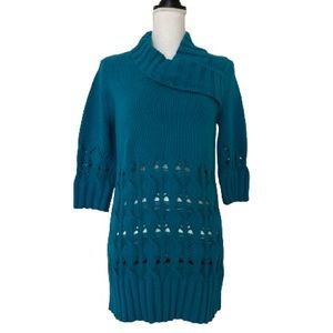 Etcetera Woman’s Blue Knit Cotton Long Sleeve Sweater/Cardigan, Sz M